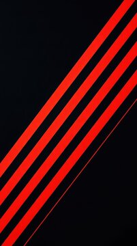 A striking dynamic abstract composition featuring parallel bright red bold diagonal stripes set against a deep black background, offering high contrast, structure, dynamic, vibrant