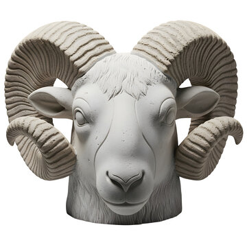 Eid al-Adha ram head sculpture isolated on transparent background