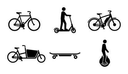 Micromobility vehicles and rider silhouettes for logo © Robiul