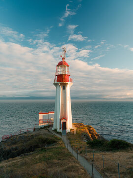 Lighthouse with a red lantern on Vancouver island