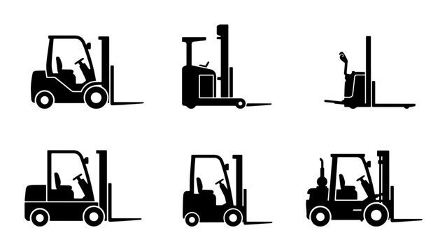 Forklift silhouettes for warehouse and industry logo