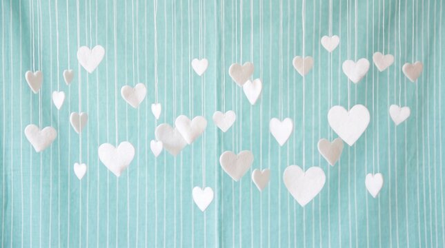 Pixel art mint green background with floating white hearts illustration