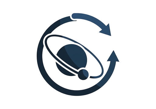 Flat icon of a space mission orbit path isolated on transparent background for space research