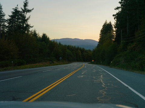 Highway on Vancouver island, Canada in summer