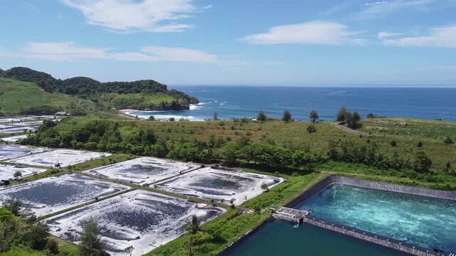 Aerial view of Pacar Beach, Tulungagung, East Java.