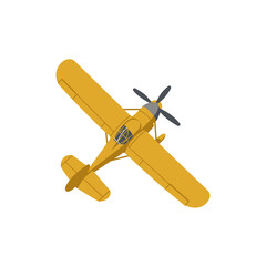 Yellow vintage airplane flying in vector style © Rudi
