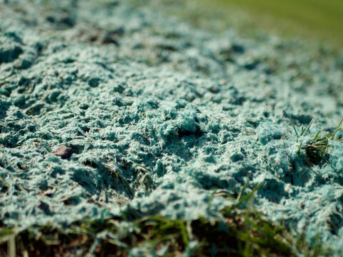 Close Up of Hydroseeding Mulch Covering Grass and Soil