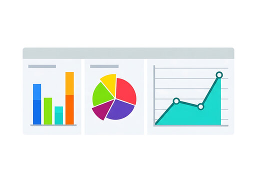 Data visualization dashboard charts icon isolated on transparent background for business reports