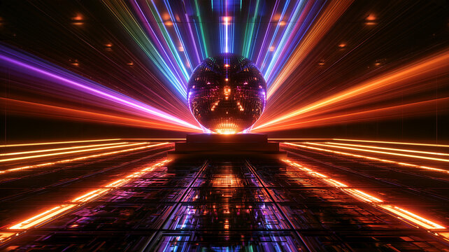 Futuristic disco ball with laser light show