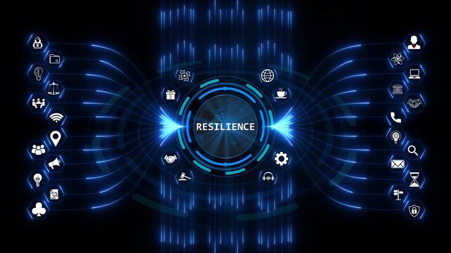 Resilience concept shown with digital connectivity network and growth infrastructure as a business framework for modern adaptability and robustness