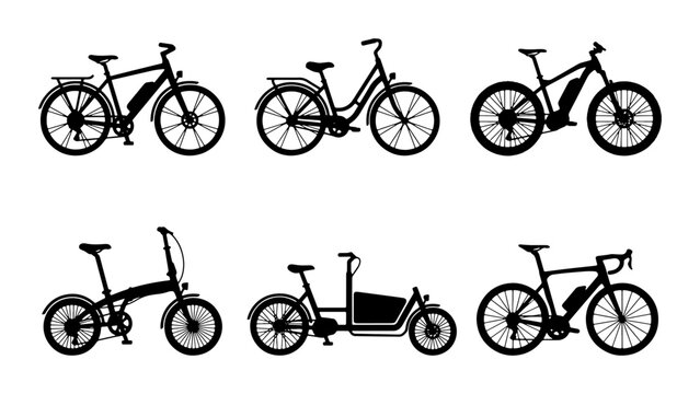 Electric bicycle types silhouette for logo