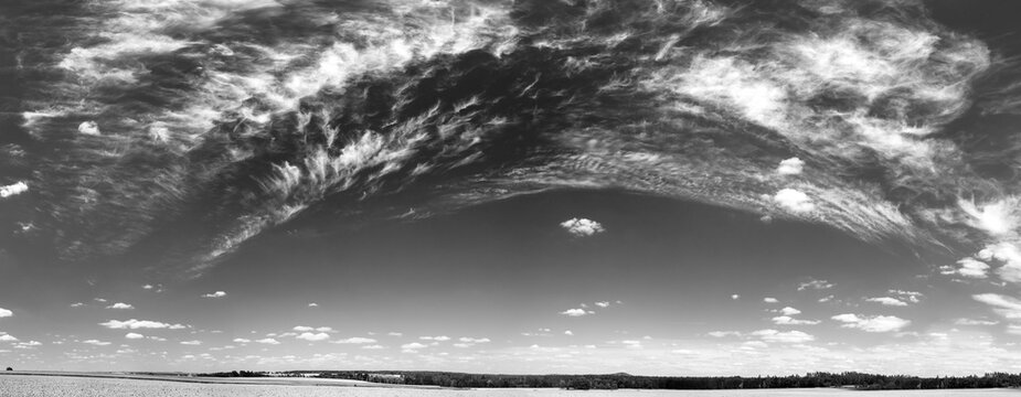 black sky with white clouds background