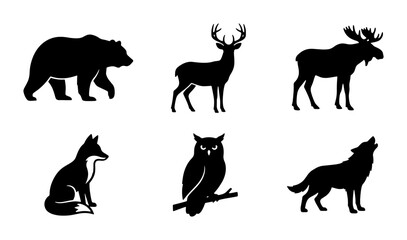 Fototapeta premium Wildlife animal silhouettes for logo or print
