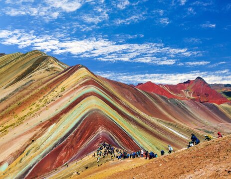 Rainbow mountains Cuzco region in Peru