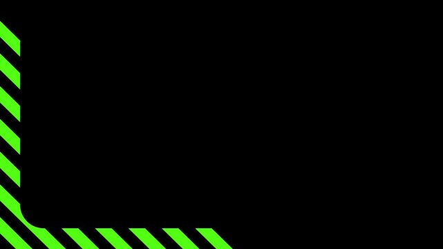 Green Diagonal Stripes Animated Border Frame on Black Background