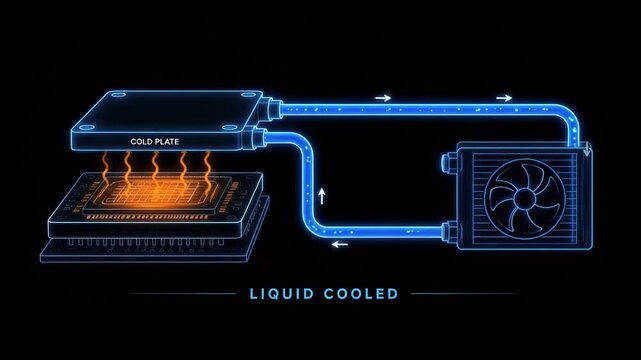 Liquid-Cooled Computer Processor and Thermal Management Diagram