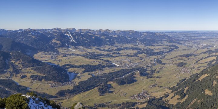 Panorama from the Rubihorn, 1957m, into the Illertal, Allg&auml;u, Bavaria, Germany