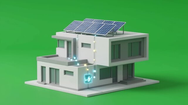 Miniature Building Using Solar with smooth motion on green screen