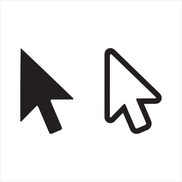 Computer mouse click pointer cursor arrow flat icon for apps and websites