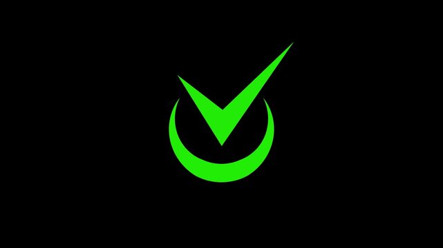 Minimal turquoise checkmark and crescent logo animation