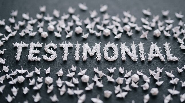 Testimonial Banner Creative 3D Typography, Customer Review, Feedback and Rating Designs for Business Marketing, web banners, Advertising and Promotional banner, Micro origami spelling word testimonial