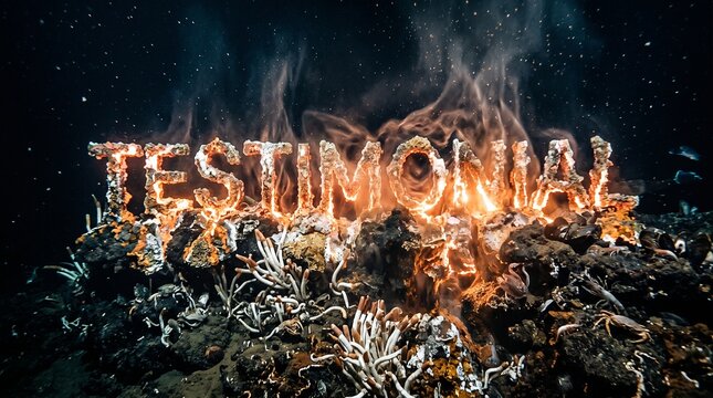 Testimonial Banner Creative 3D Typography, Customer Review, Feedback and Rating Designs for Business Marketing, web banners, Advertising and Promotional Design, Glowing text at hydrothermal vent 2K