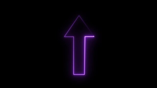 Glowing Neon Purple Up Arrow Animation on Black Background, Futuristic Direction Indicator Loop.4k video