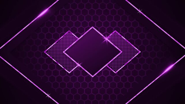 Abstract geometric background with hexagon pattern diamond frames and glowing lines for luxury technology design animation