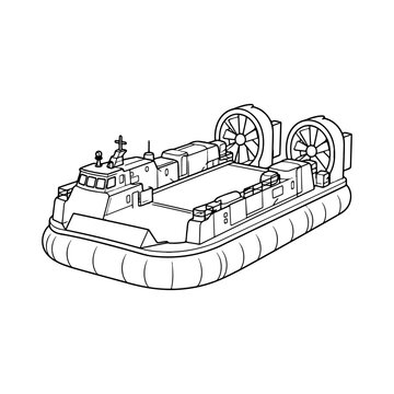 Landing craft air cushion military hovercraft vector illustration