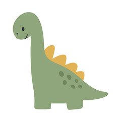Cute Green Dinosaur Brontosaurus Vector Illustration, Cute Dino Character Clipart, Aesthetic Kids Jurassic Animal Graphic © bytaristudio