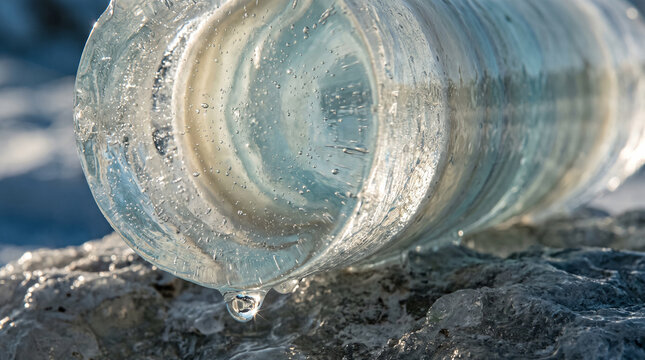 Ancient Ice Core Layers and Trapped Air Bubbles Revealed in Melting Ice