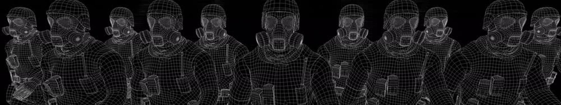 UltraWide HD Police Soldiers With Gas Masks 05