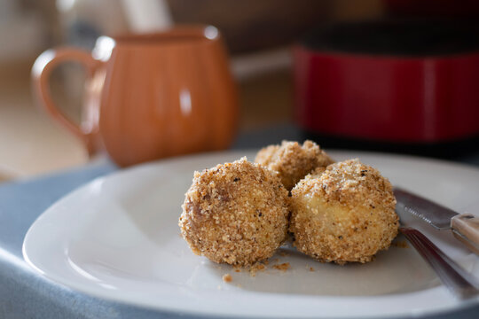 Traditional homemade plum dumplings or 'knedle'