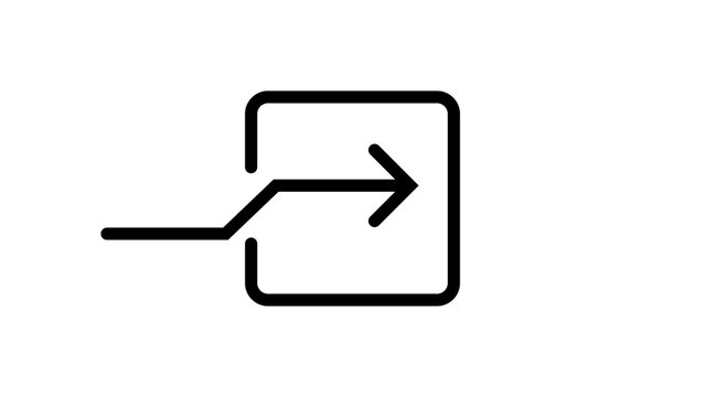 Black square input icon with arrow symbol for data login and system entry authentication.