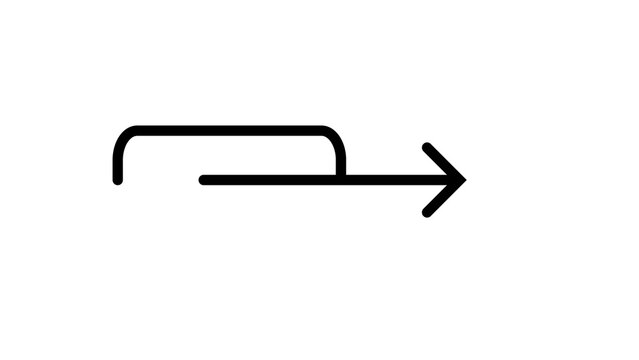 Minimalist black linear exit arrow icon on white background for user interface navigation.