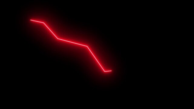 Global business line animation. Abstract glowing neon line business graph growth arrow to down arrow. Motion graphics of neon arrow concept