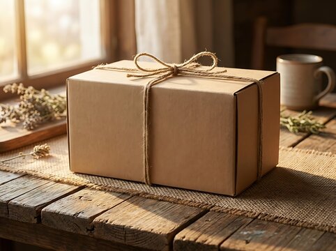 Brown Cardboard Gift, Cardboard Gift Box, Gift Box Tied