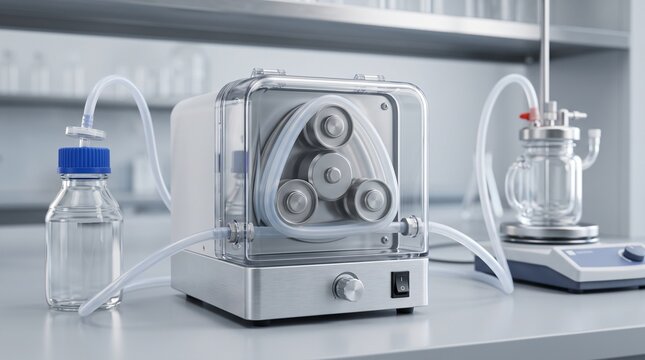 Peristaltic feed pump connected to a fermentation vessel