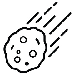 Meteorite or asteroid falling with motion trails outline vector icon © Niloy