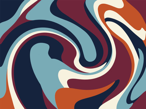 Fluid abstract marble swirl pattern in muted blue and maroon tones
