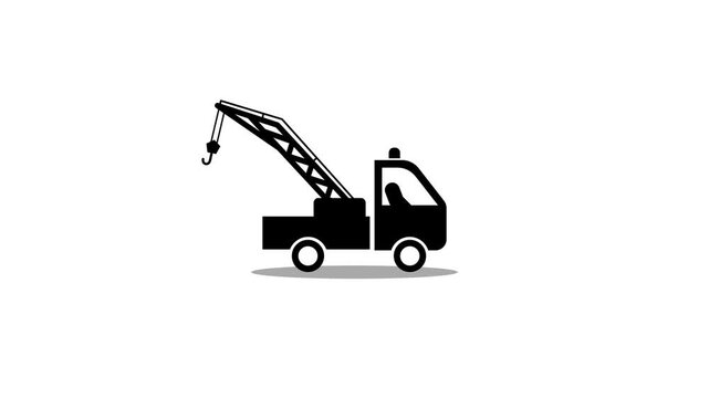 crane truck icon animation. heavy lifting automotive crane icon.