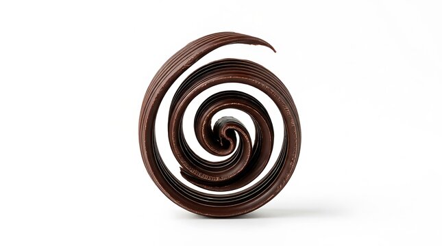 Spiral chocolate decorative piece isolated on a white background with food art