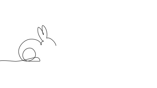 Line easter bunny rabbit drawing art continuous animal single egg. Line bunny vector illustration easter minimalist simple silhouette hare jumping doodle white sketch running 2027 profile icon heart.