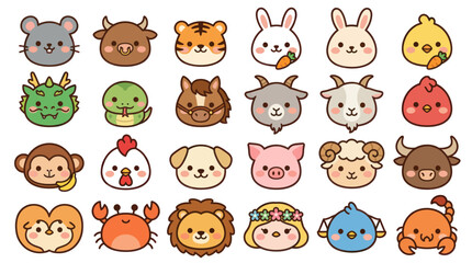 Obraz premium Cute animal zodiac characters set