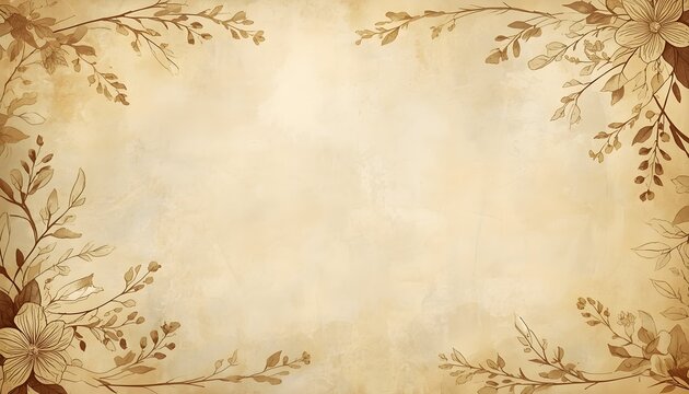 Vintage floral border background with botanical branches for elegant