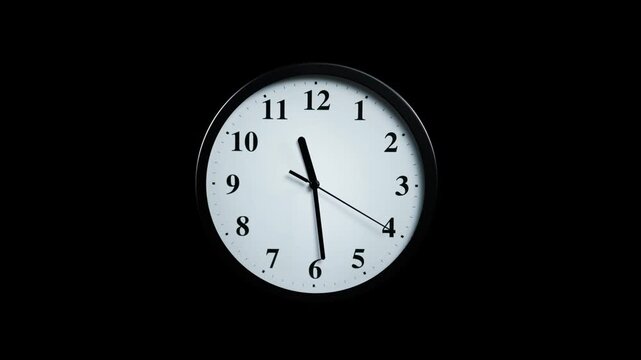 Three analog wall clocks showing different times against a dark black background in a studio setting with video three