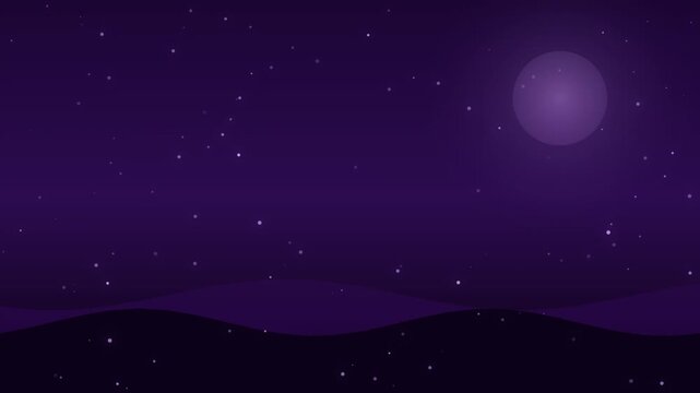 Purple moon illuminates a dark graveyard landscape with rolling hills