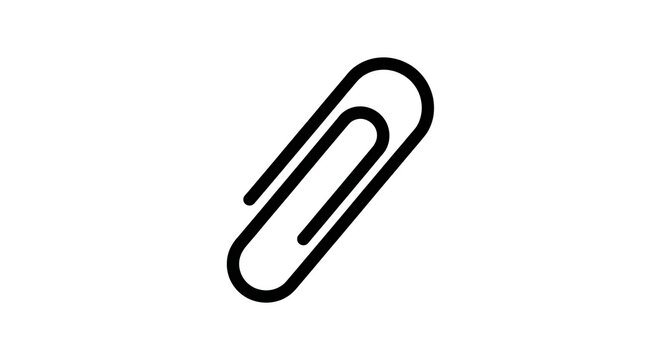 Simple black paper clip icon with open end