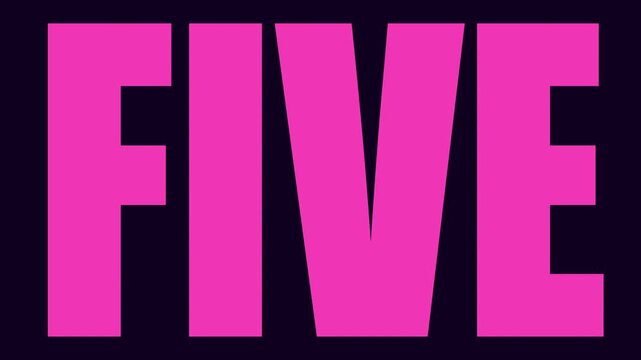 Hot Pink Glitch Text Countdown From Ten to One on Dark Violet Background, Bold Animated Typography in 4K