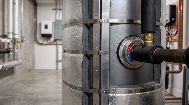 thermal storage tank insulation detail supporting efficient electric home heating and hot water energy management systems